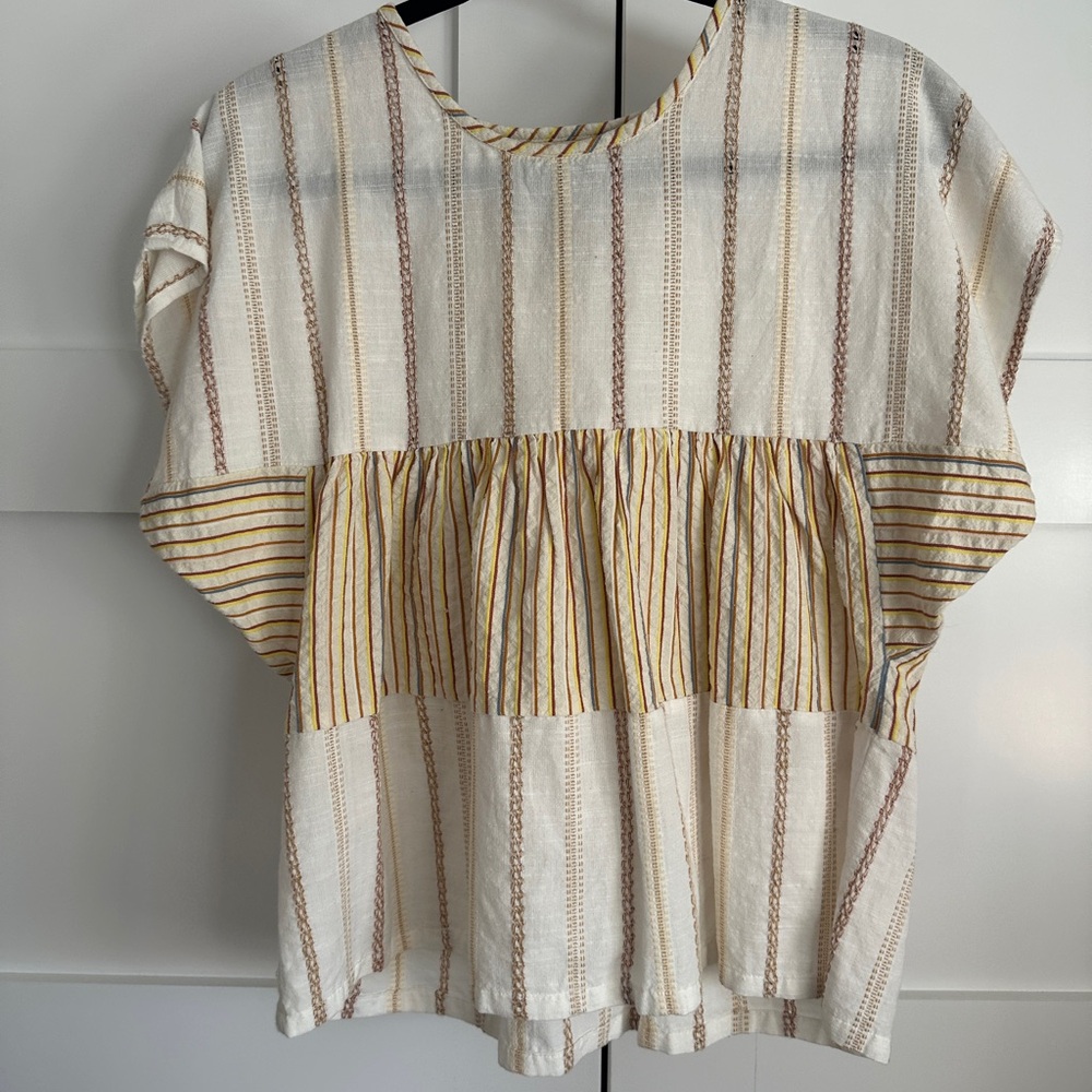 Ace & Jig Striped Cream and Brown Women's Top